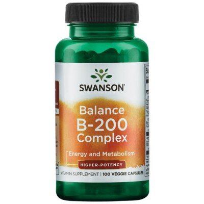 

Комплекс витаминов В-200, Balance Vitamin B-200, Swanson, высокоэффективный, 100 вегетарианских капсул (SWA-11644)