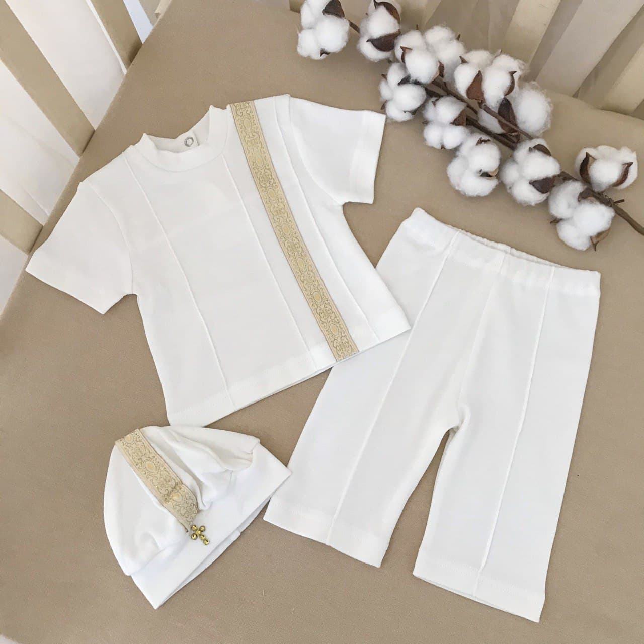 

К-м BetiS "Мирослав" к.р. кофта, штани,берет Молочний Інтерлок 27069527 Зріст 56