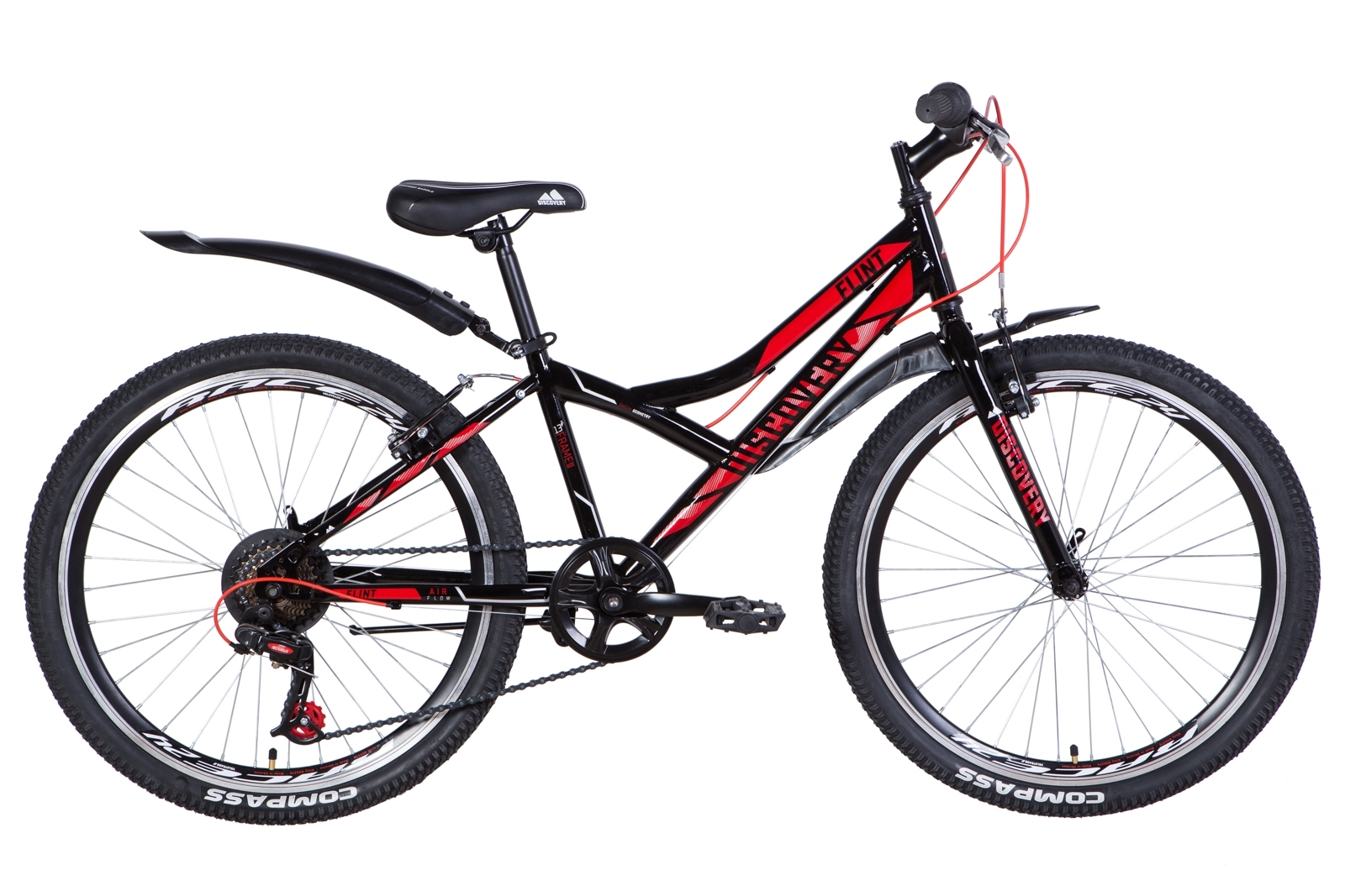 

Велосипед 24" Discovery FLINT 2021 (черно-красный с серым) Discovery OPS-DIS-24-225