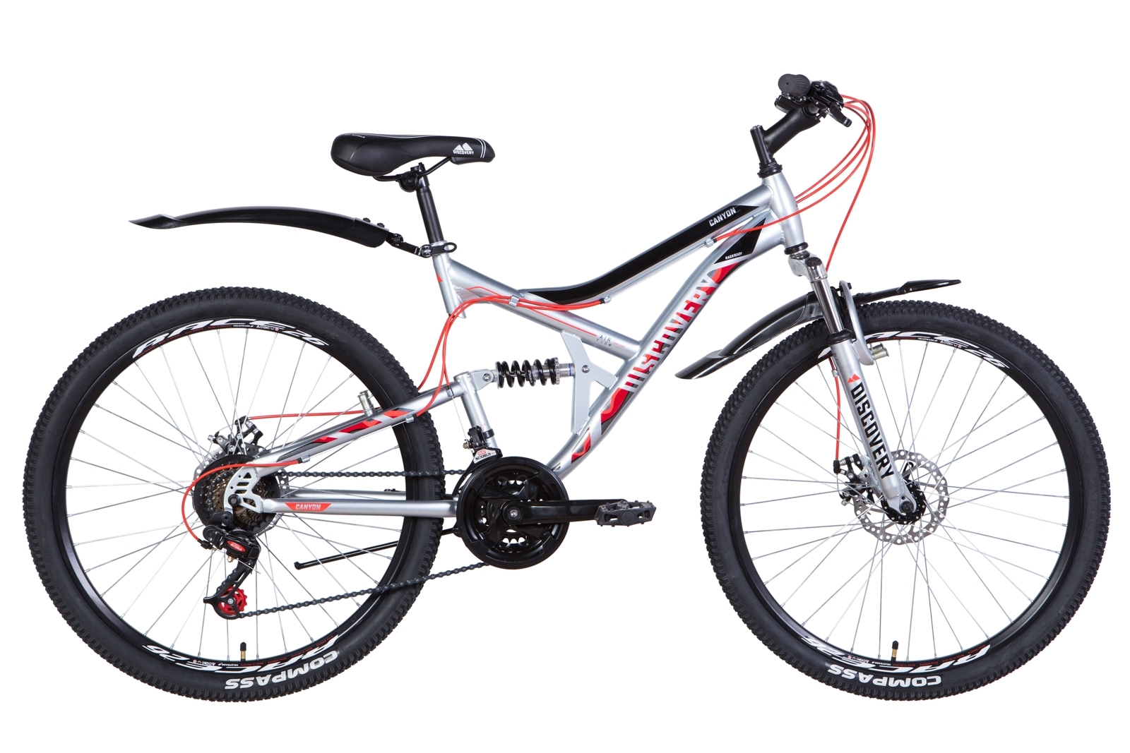 

Велосипед 26" Discovery CANYON DD 2021 (серебристо-черный с красным) Discovery OPS-DIS-26-352