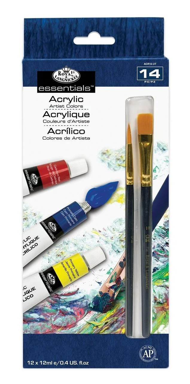 

Набор акриловых красок Royal Langnickel (12 цветов по 12 ml + 2 кисточки)