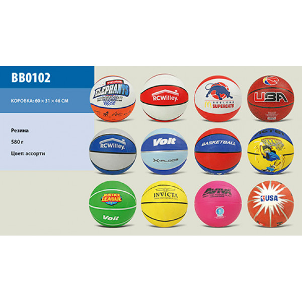 

Мяч баскетбольный BB0102 (E02904) (30шт) №7, резина, 580 грамм, 3 цвета