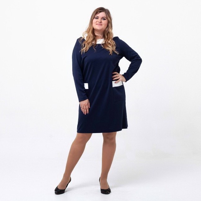 

Платье ОДАЛ Прямое отделано овальным жемчугом  синее 2202_O, Платье ОДАЛ Прямое отделано овальным жемчугом 58 синее 2202_O