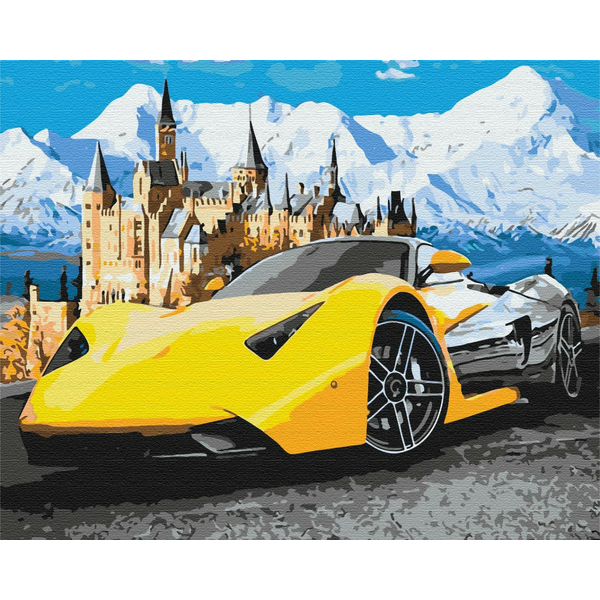 

Картина по номерам / анти-стресс раскраска Mono Art Lamborghini у замка (BS28723)