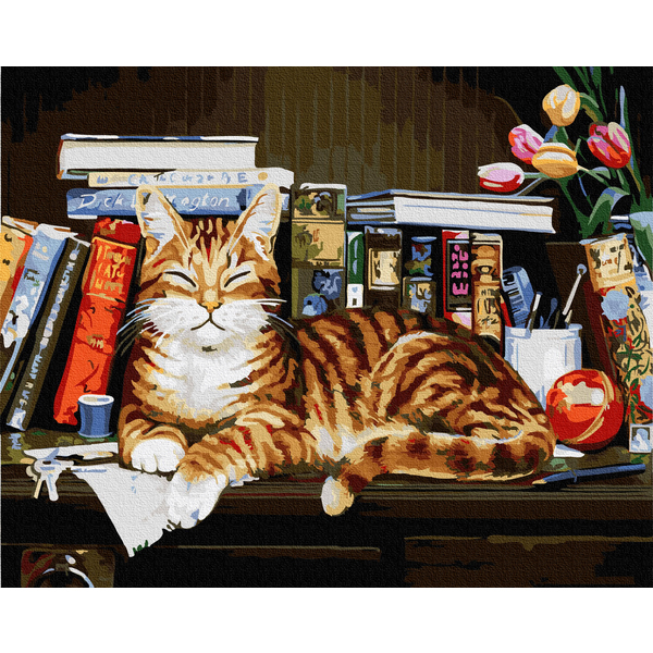 

Картина по номерам / анти-стресс раскраска Brushme Кот на книжной полке (GX4142)