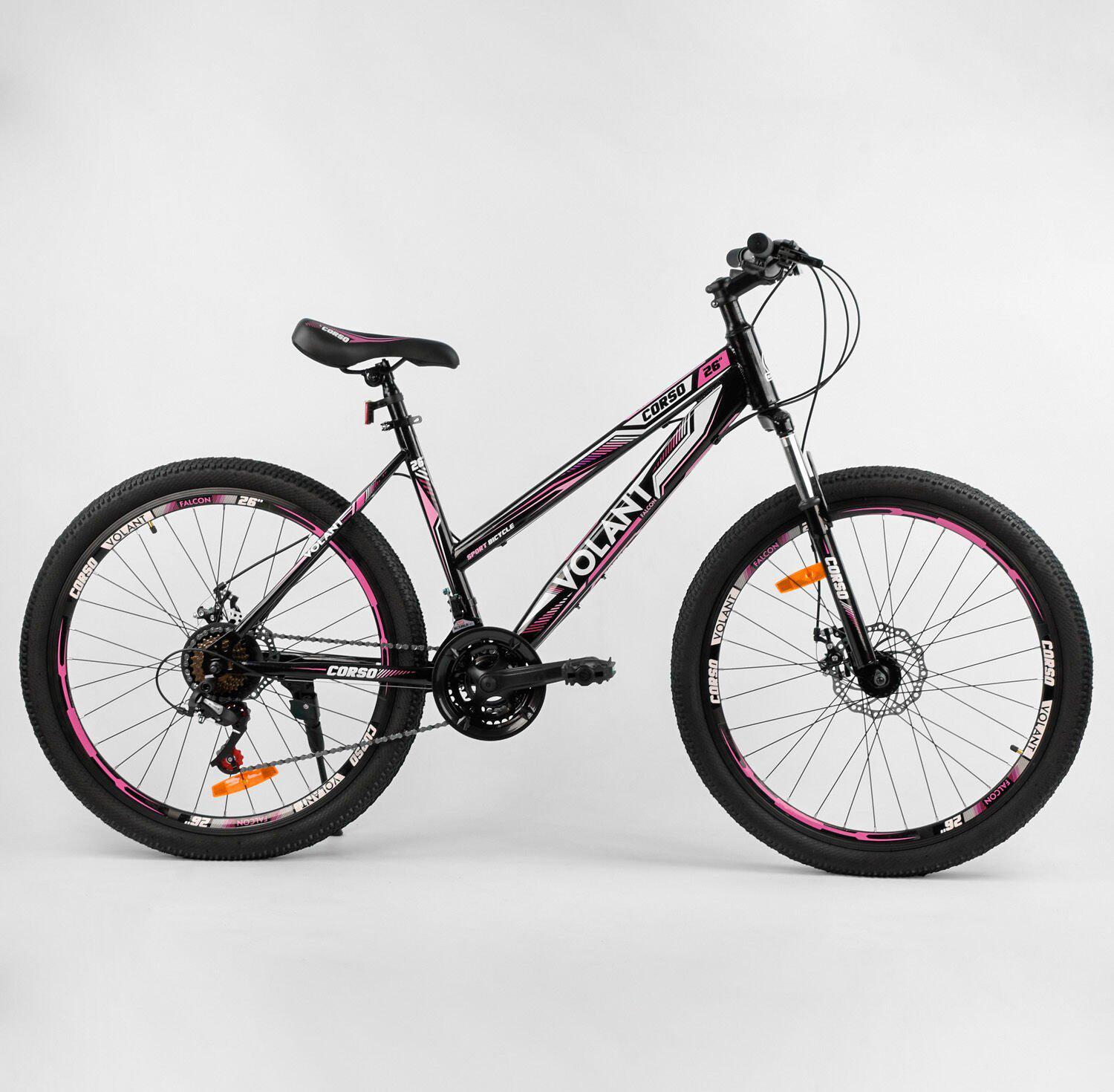 

Велосипед Спортивный CORSO VOLANT 26" 62616 Черно-розовый