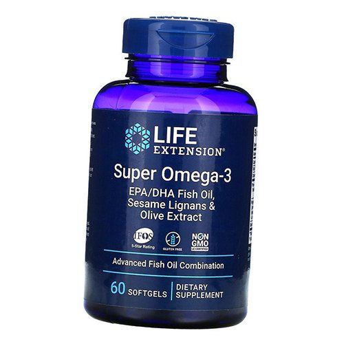 

Омега 3, Super Omega-3, Life Extension 60гелкапс (67346002)