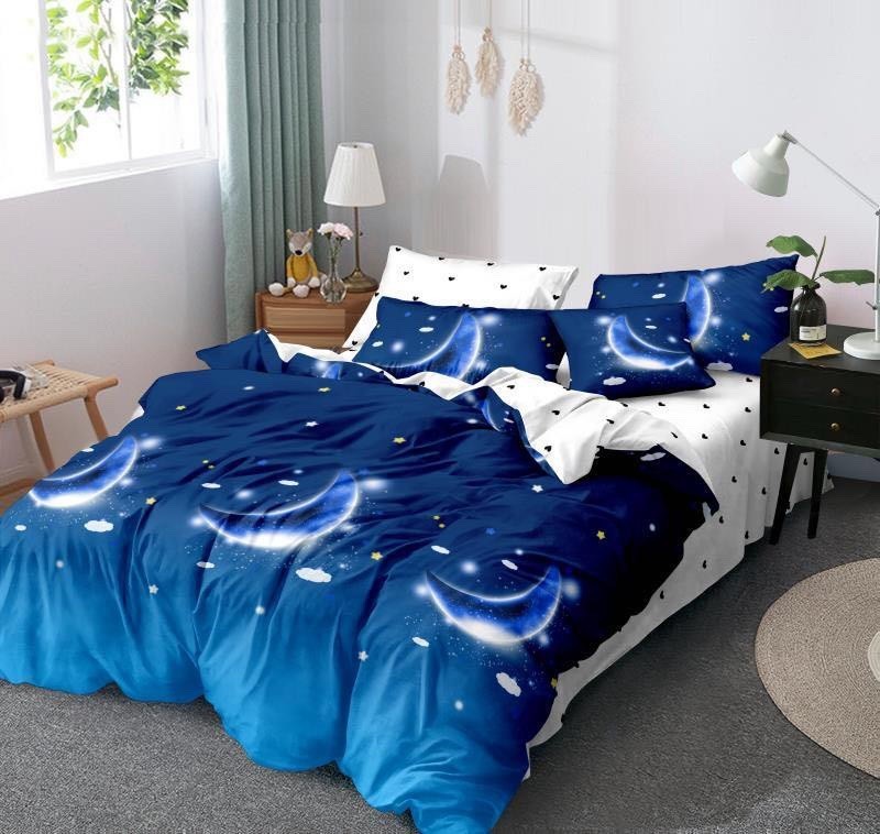

Комплект постільної білизни Шем Royal satin 150Х215 переважно синій з білим 04