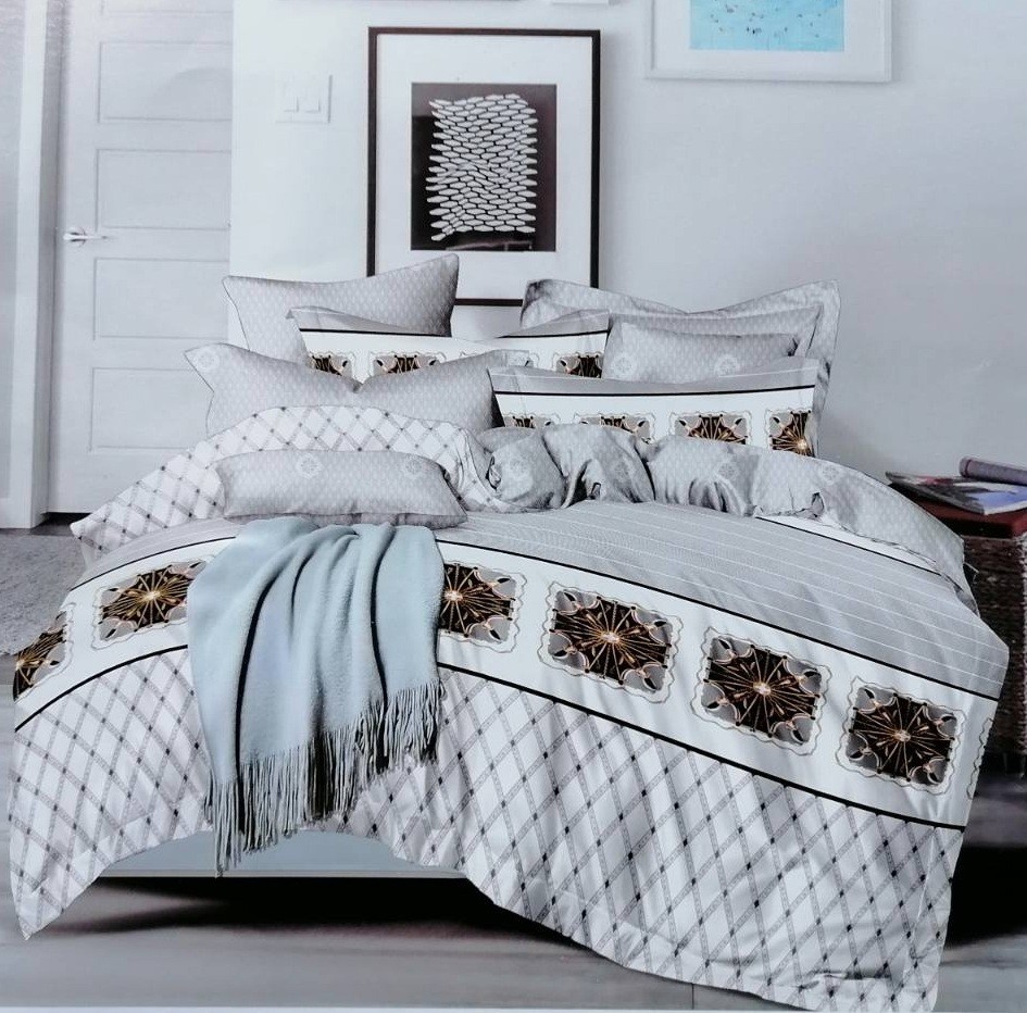 

Комплект постільної білизни Шем Royal satin 150х215,x2 сімейний основний сірий 82