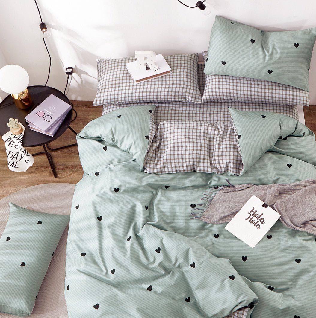 

Комплект постельного белья Qili Home Textile Сатин №Rsp1605R Семейный 2х160х215 салатово-серый