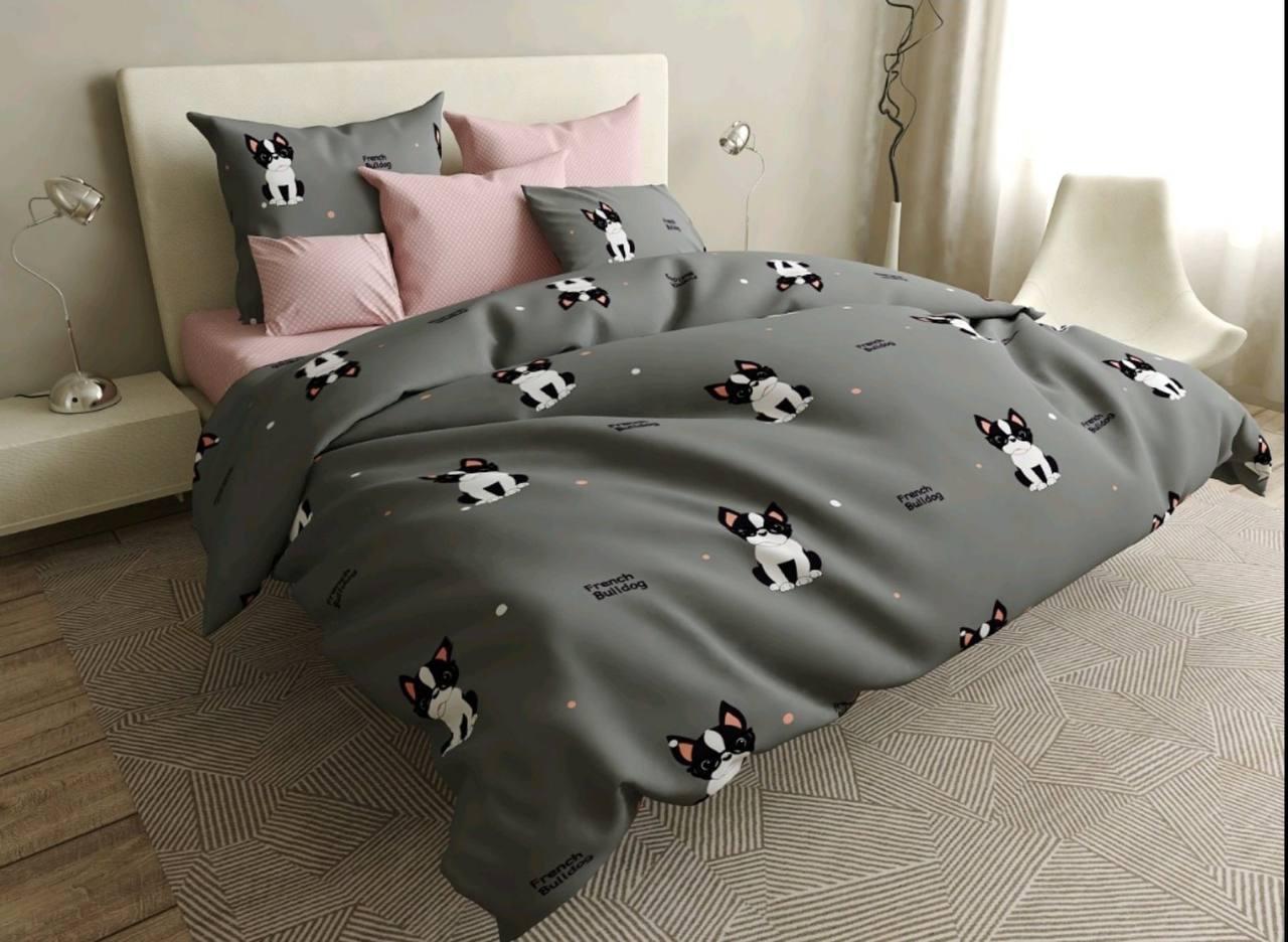 

Комплект постельного белья Qili Home Textile ранфорс №R1004 Двуспальный 180х215 серо-розовый