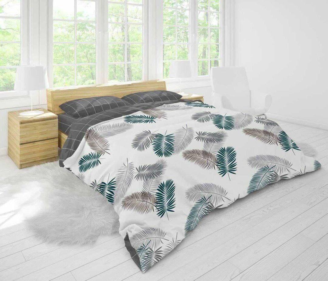

Комплект постельного белья Qili Home Textile Сатин бело-серый №S1016 Семейный 2х150х215