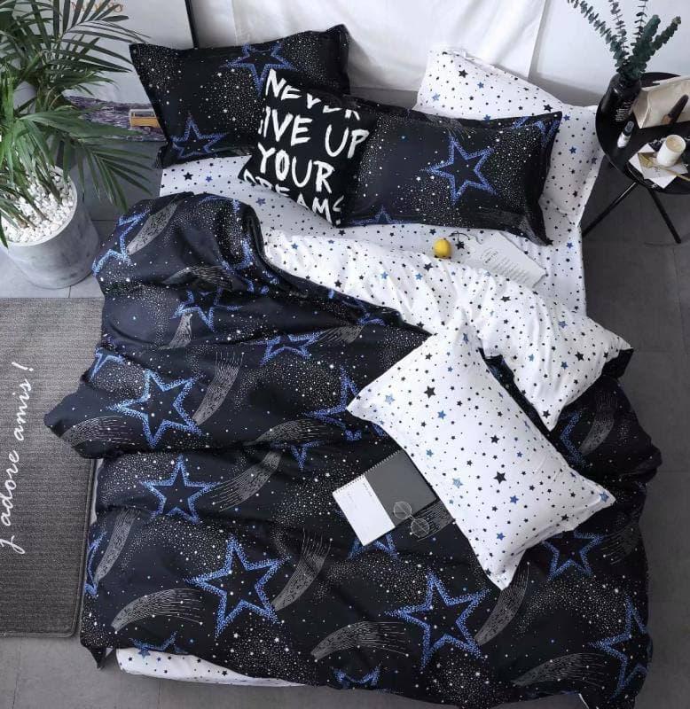 

Комплект постельного белья Qili Home Textile Софткоттон №3345895 Евро 200х220, темно-синий с белым