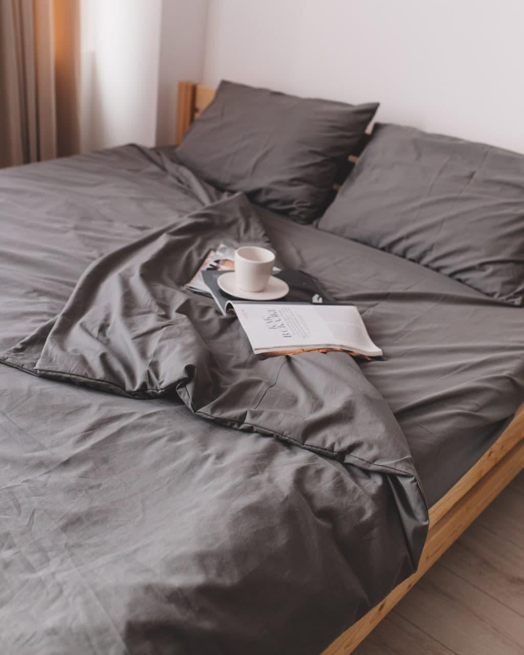 

Комплект постельного белья Qili Home Textile Сатин №R5896splR Евро 200х220, Пепельный
