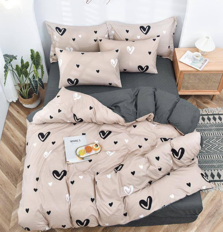 

Комплект постельного белья Qili Home Textile Софткоттон №3345895 Евро 200х220, Кремовый с серым сердце