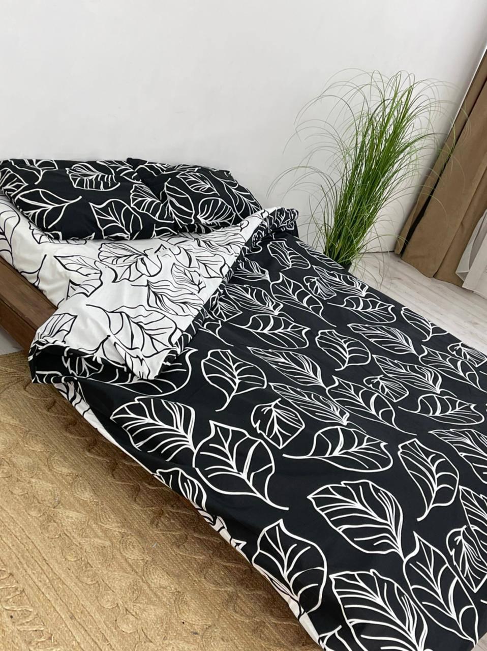 

Комплект постельного белья Qili Home Textile ранфорс №R1018 Двуспальный 180х215 бело-черный
