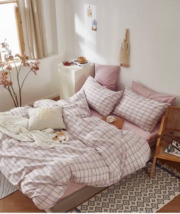 

Комплект постельного белья Qili Home Textile Сатин №Rsp1605R Двухспальный 180х215, Розовый полоска