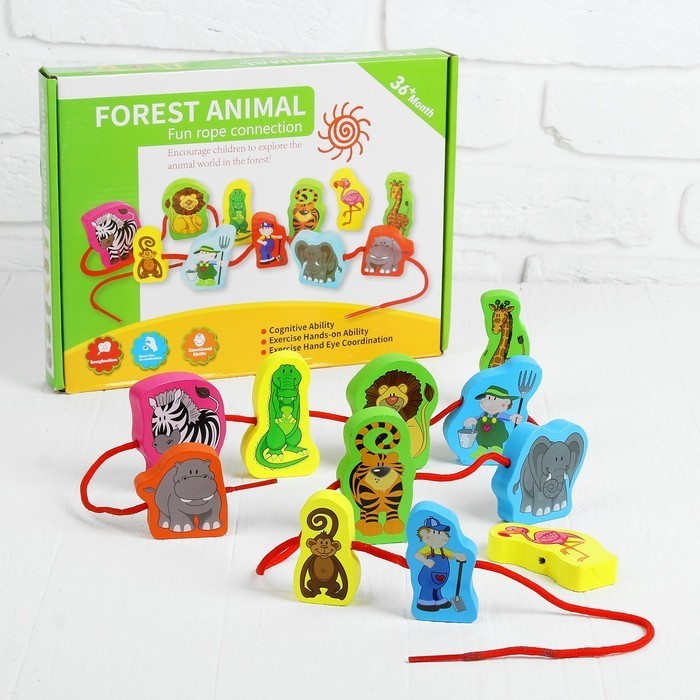

Деревянная игрушка Шнуровка METR+ Дикие Животные MD 1263