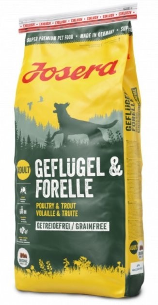 

Сухой безерновой корм для собак Josera Geflugei & Forelle с домашней птицей и форелью 15 кг (4032254747925)