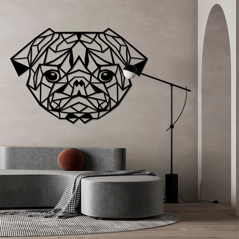 

Панно из дерева Born for Art Полигональный мопс 70х49 см Черное