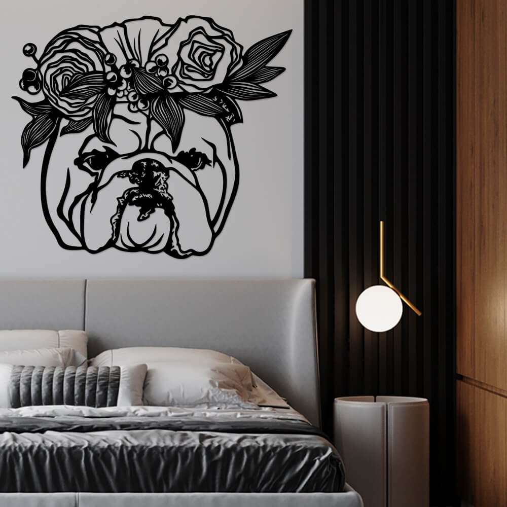 

Панно из дерева Born for Art Мопс с цветами 115х100 см Черное