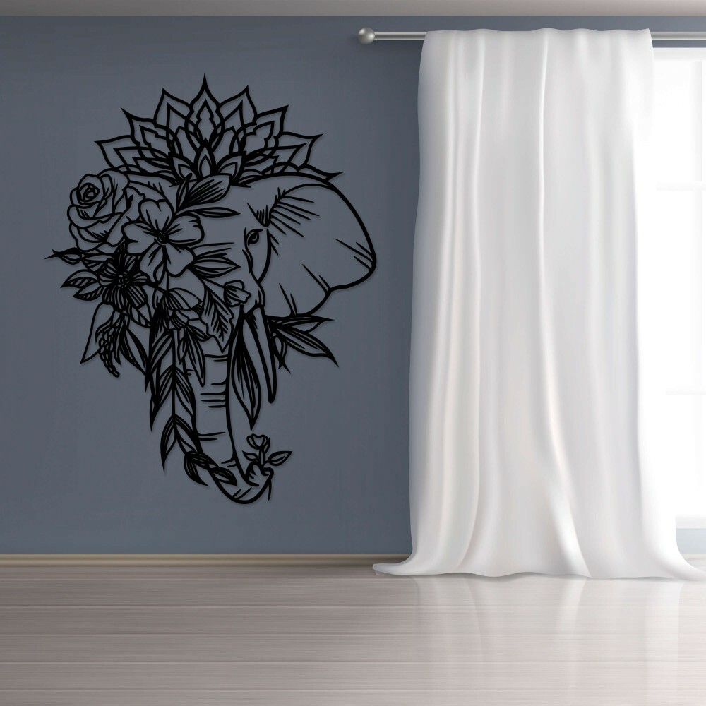 

Панно из дерева Born for Art Слон с цветами 115х90 см Черное