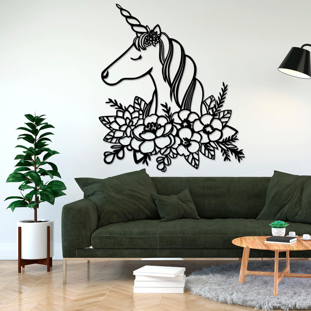 

Панно из дерева Born for Art Единорог в цветах 70х60 см Черное