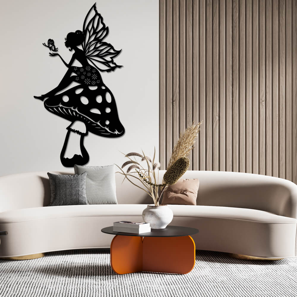 

Панно из дерева Born for Art Гриб и фея 70х38 см Черное