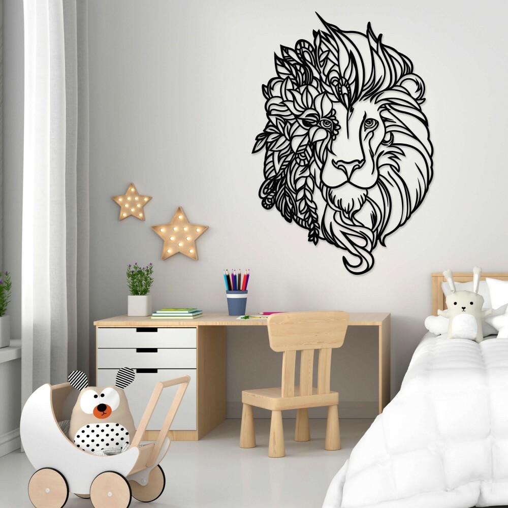 

Панно из дерева Born for Art Лев с цветами 145х99 см Черное