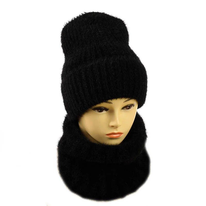 

Женский ангоровый комплект шапка + снуд STD Ukriane (Ирма) one-size Черный