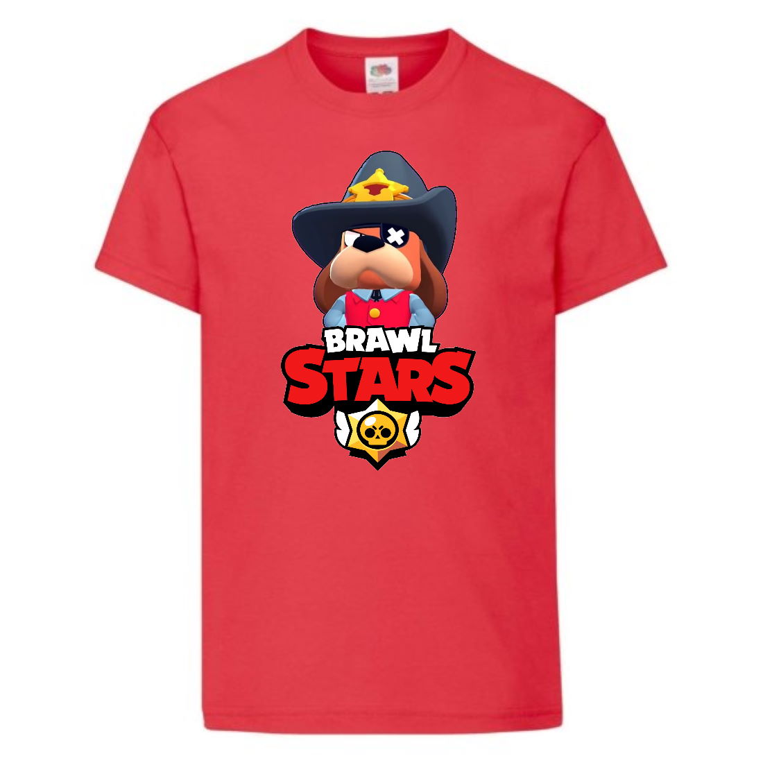 

Футболка детская Brawl Stars Colonel Ruffs Sheriff (Бравл Старс Генерал Гавс Шериф) красная 104 см