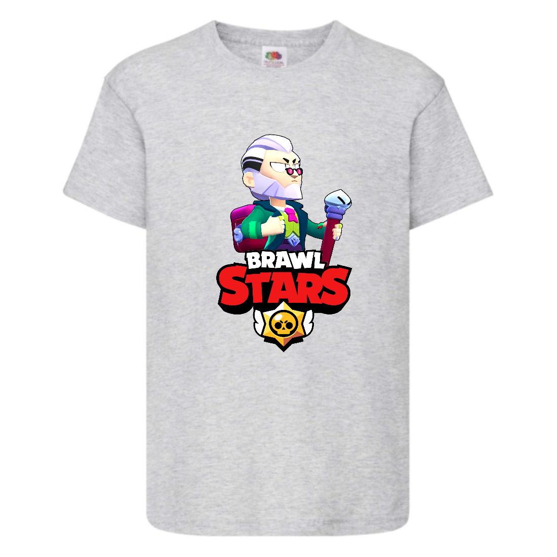 

Футболка детская Brawl Stars Bayron (Бравл Старс Байрон) серая 104 см