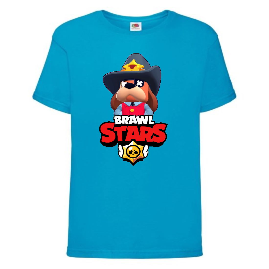 

Футболка детская Brawl Stars Colonel Ruffs Sheriff (Бравл Старс Генерал Гавс Шериф) синяя 164 см