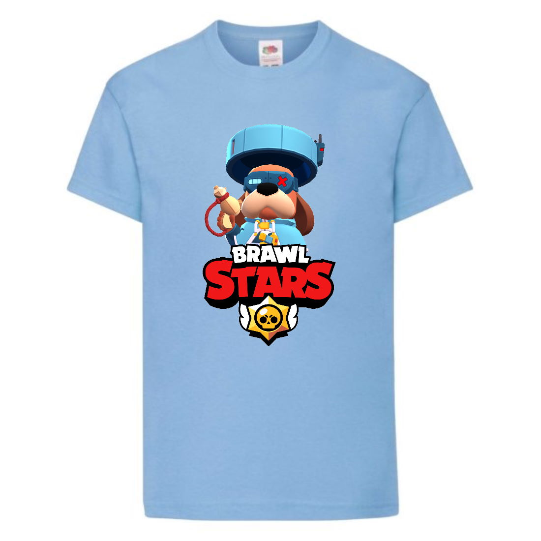 

Футболка детская Brawl Stars Colonel Ruffs 70 lvl (Бравл Старс Генерал Гавс 70 ур) голубая 164 см