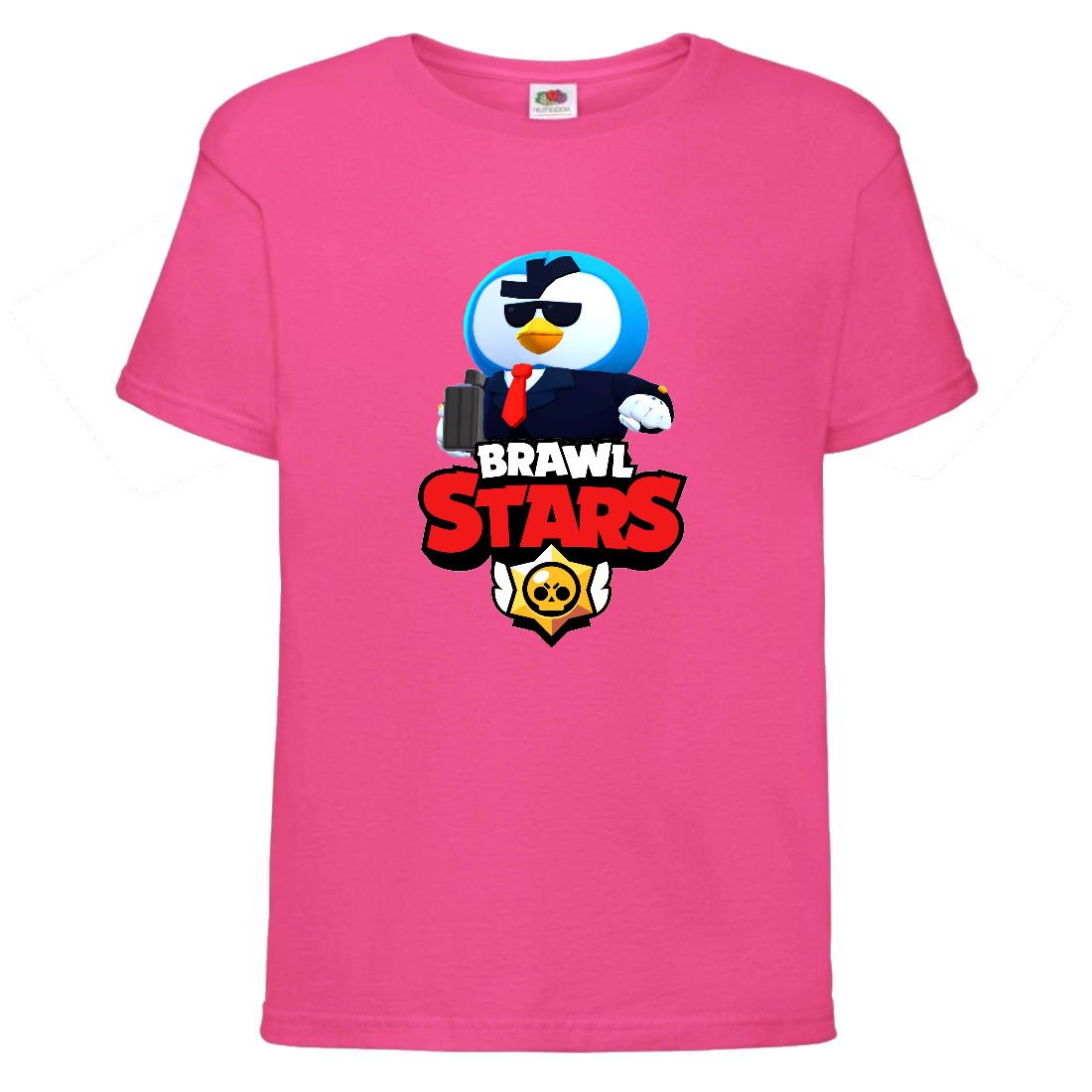 

Футболка детская Brawl Stars Mr. P Agent (Бравл Старс Мистер П Агент) малиновая 116 см