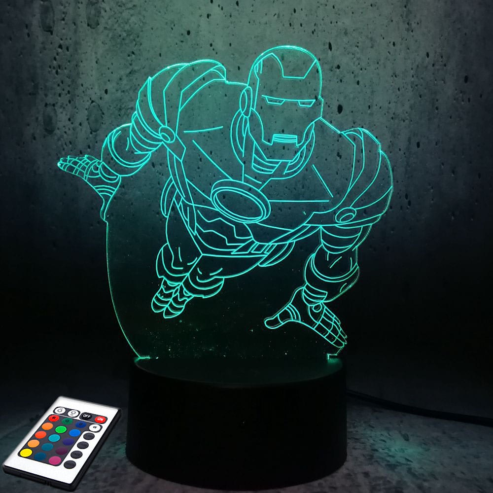 

3D светильник с пультом и аккумулятором 3D Lamp Железный человек v.2 (LP-2904)