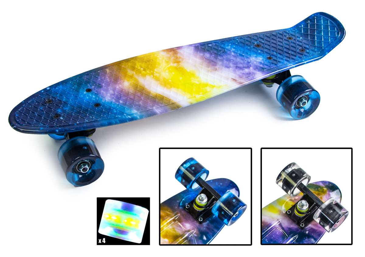 

Скейтборд, Пенни борд Penny Board Universe Светящиеся колеса до 80кг (SD)