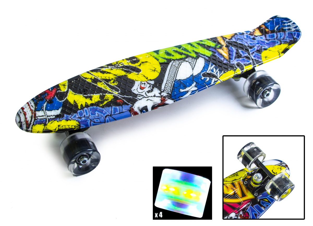 

Скейтборд, Пенни борд Penny Board Cool Draft Joker Светящиеся колеса до 80кг (SD)