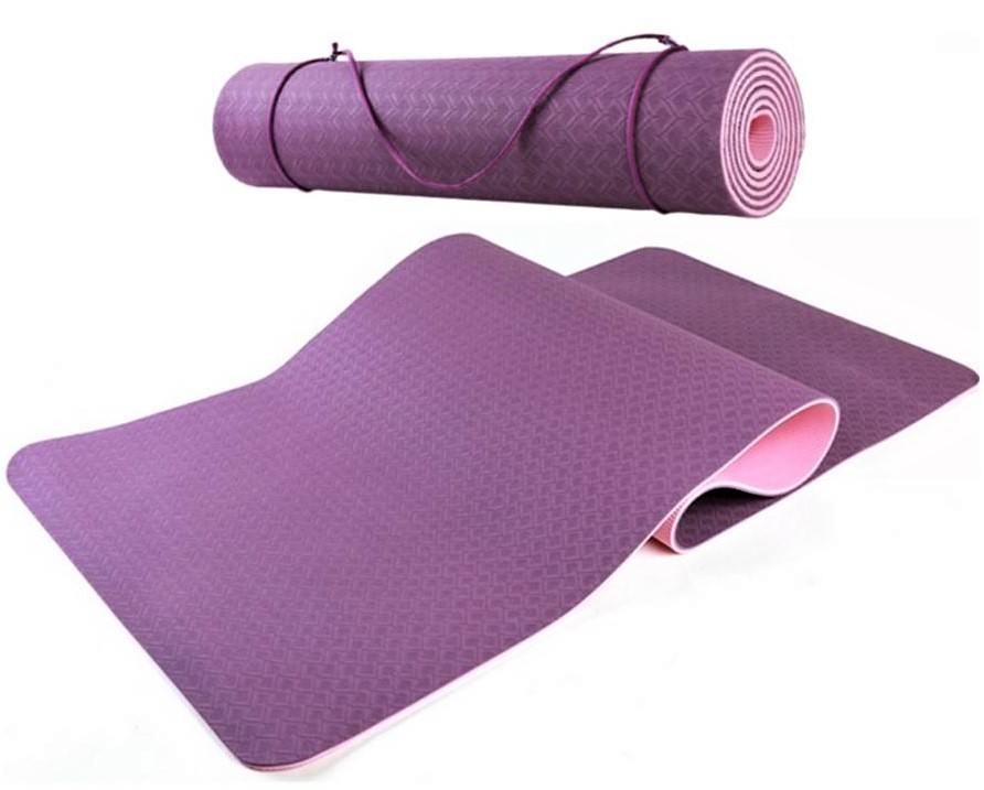 

Фитнес-коврик Yoga Mat TPE 1,83мx0,61мx6мм для фитнеса, йоги, тренировок фиолетово-розовый (MS-0613)