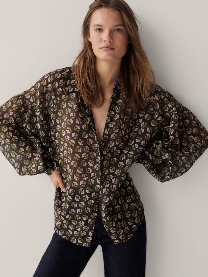 

Блузка Massimo Dutti  Темно-коричневая 04801739, Блузка Massimo Dutti 42 Темно-коричневая 04801739