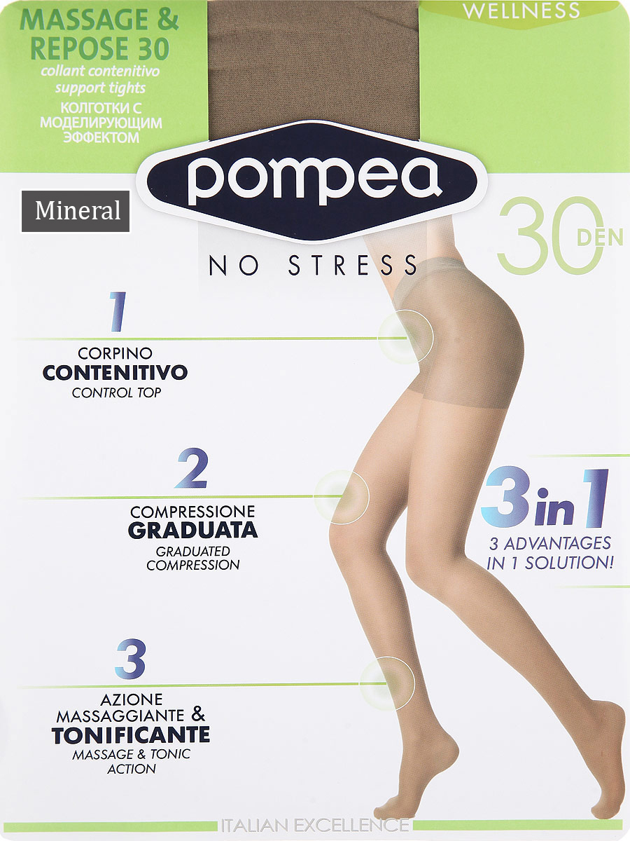 

Колготки Pompea Massage&Repose 30 Den / р Mineral, Колготки Pompea Massage&Repose 30 Den 1/2 р Mineral