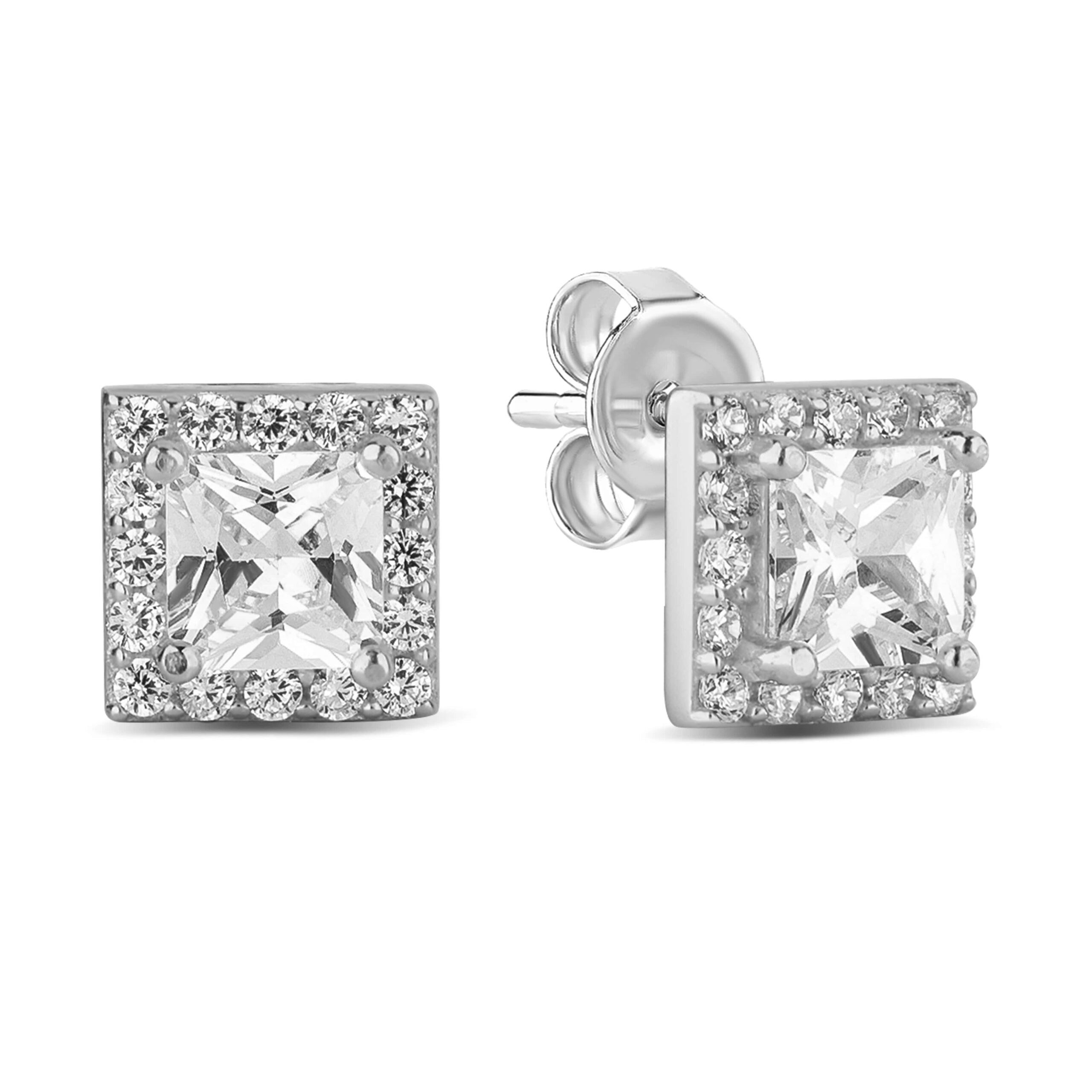 

Серебряные серьги пусеты с фианитами Квадраты КАМЕЯ 28200922.146.006254s