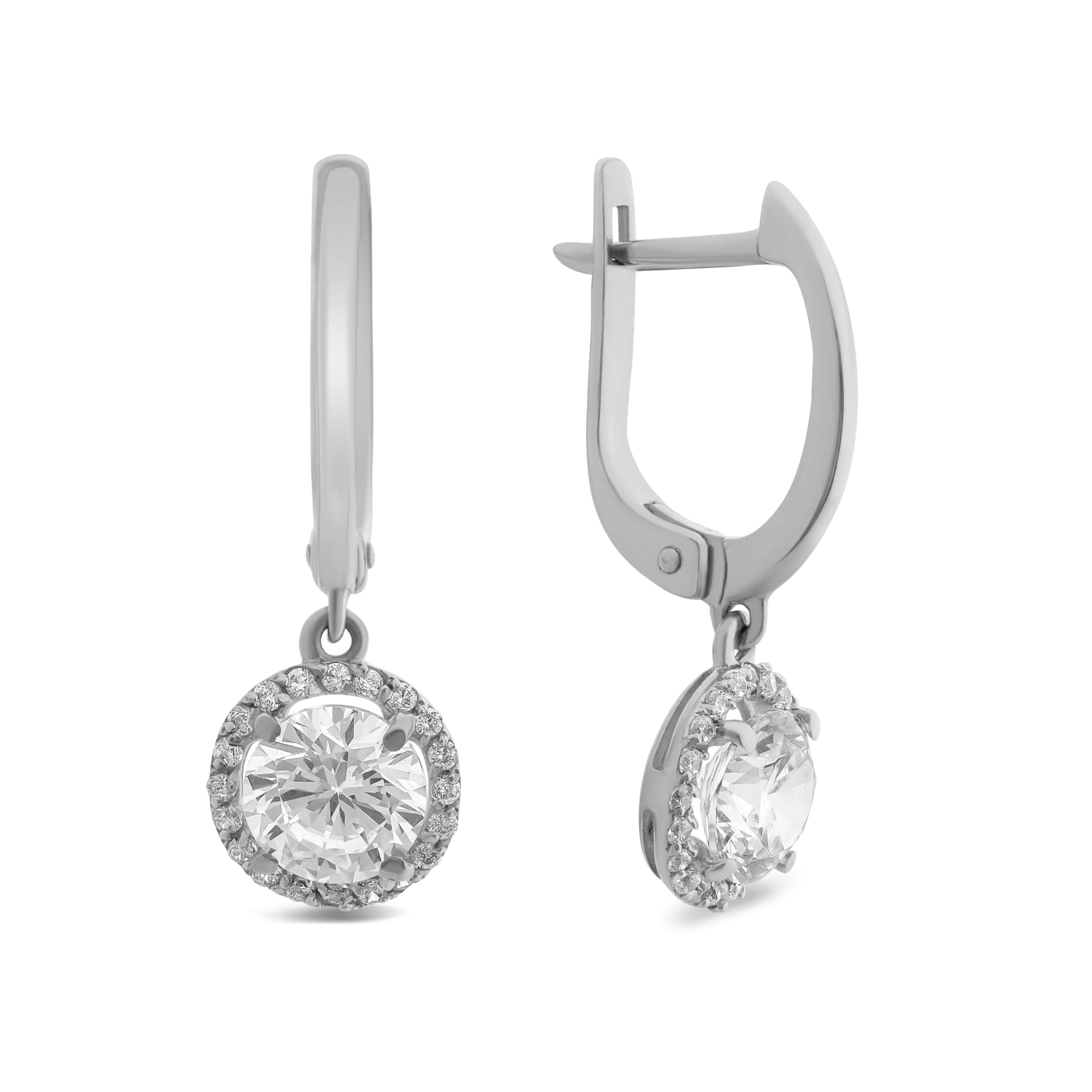 

Серьги из белого золота классика с фианитами КАМЕЯ 28200912.173.2103102102