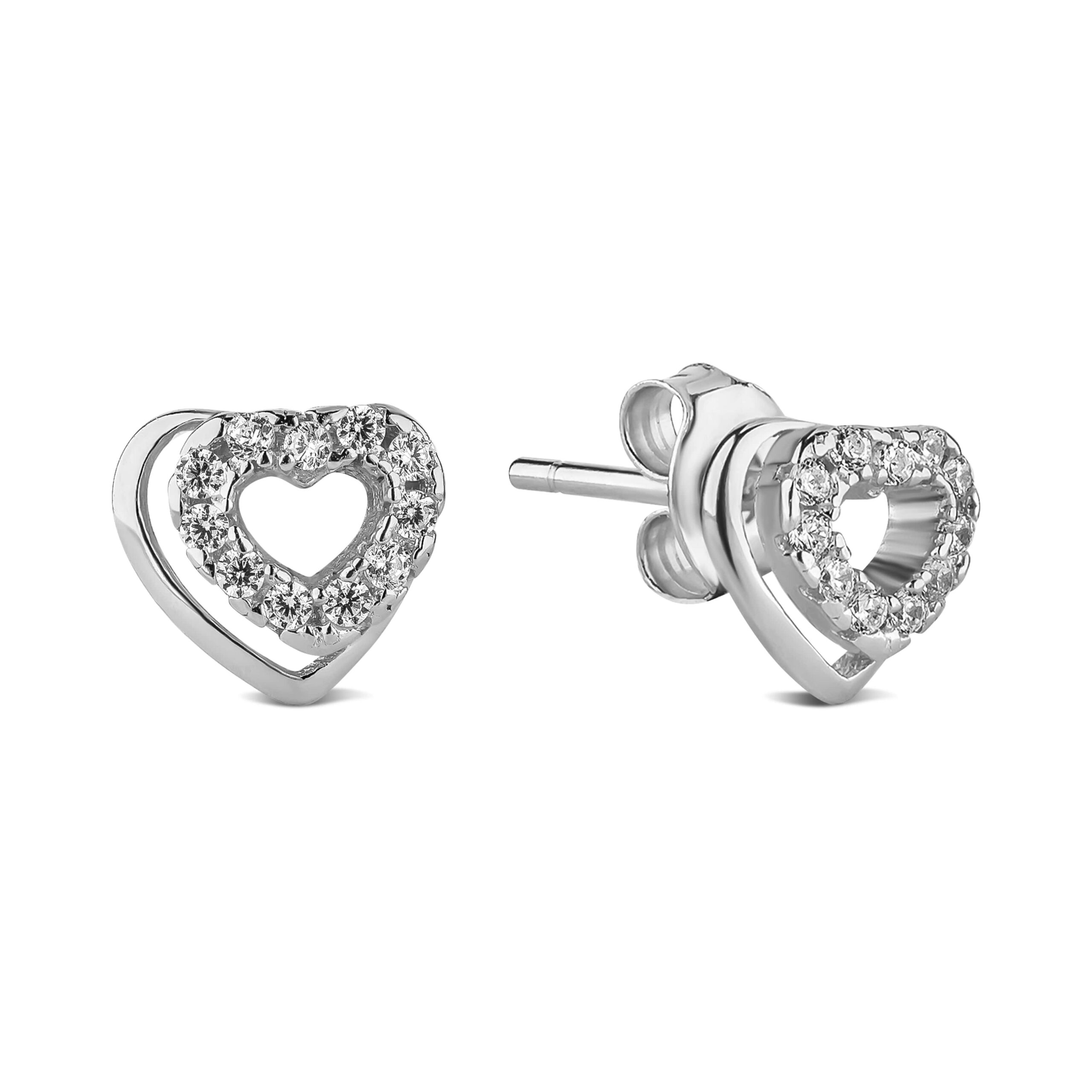 

Серебряные серьги пусеты с фианитами Сердечки КАМЕЯ 28200922.146.006334s