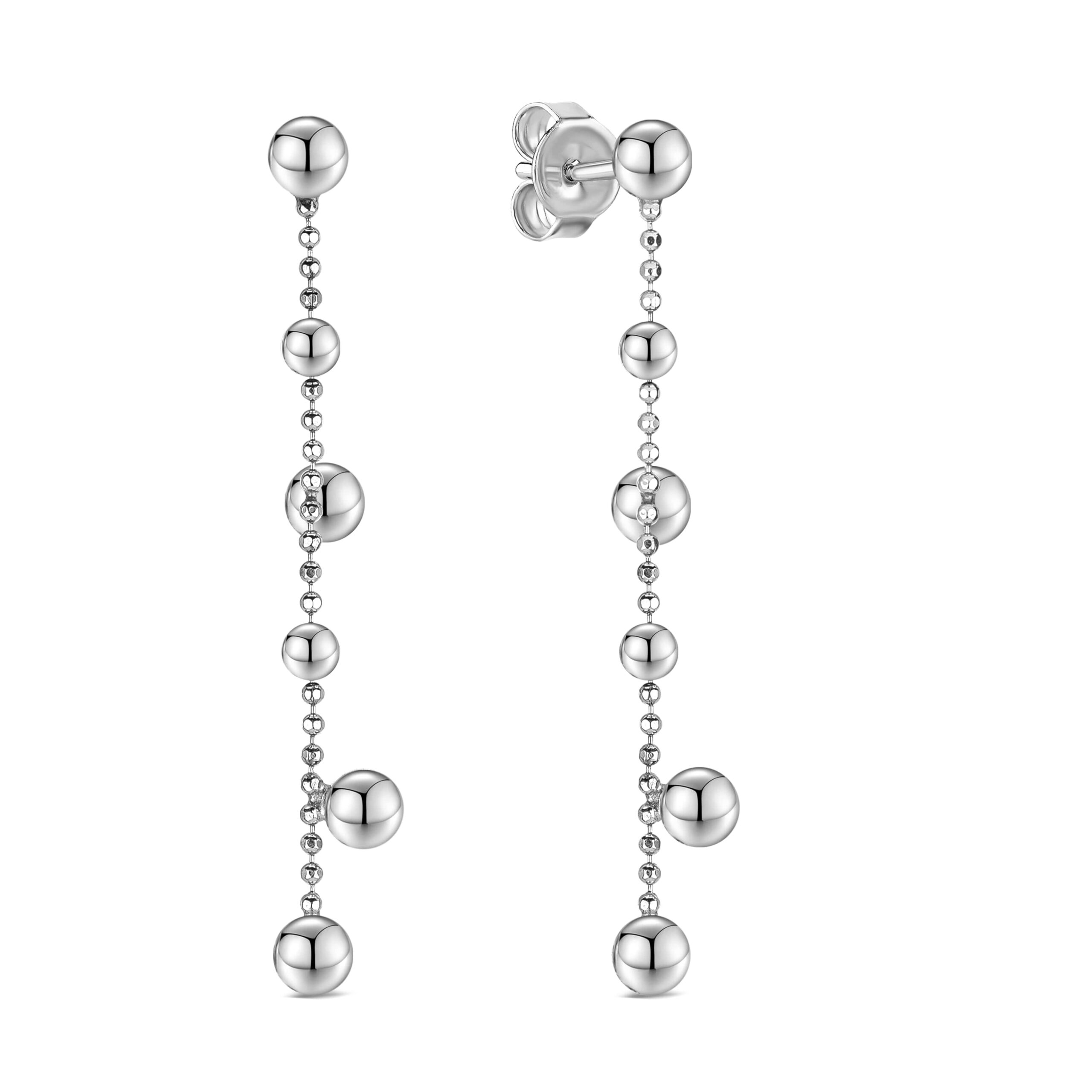 

Серебряные серьги цепочки шарики КАМЕЯ 29900922.146.006343s