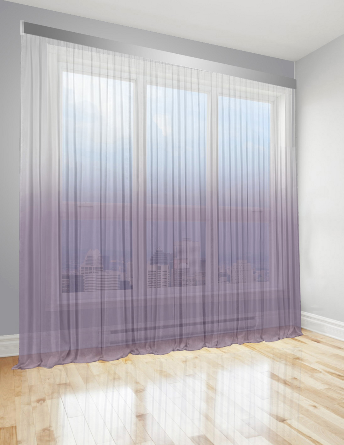 

Тюль Di&Di Градиент Батист прозрачный 700х240 переход от Сиреневого в Белый