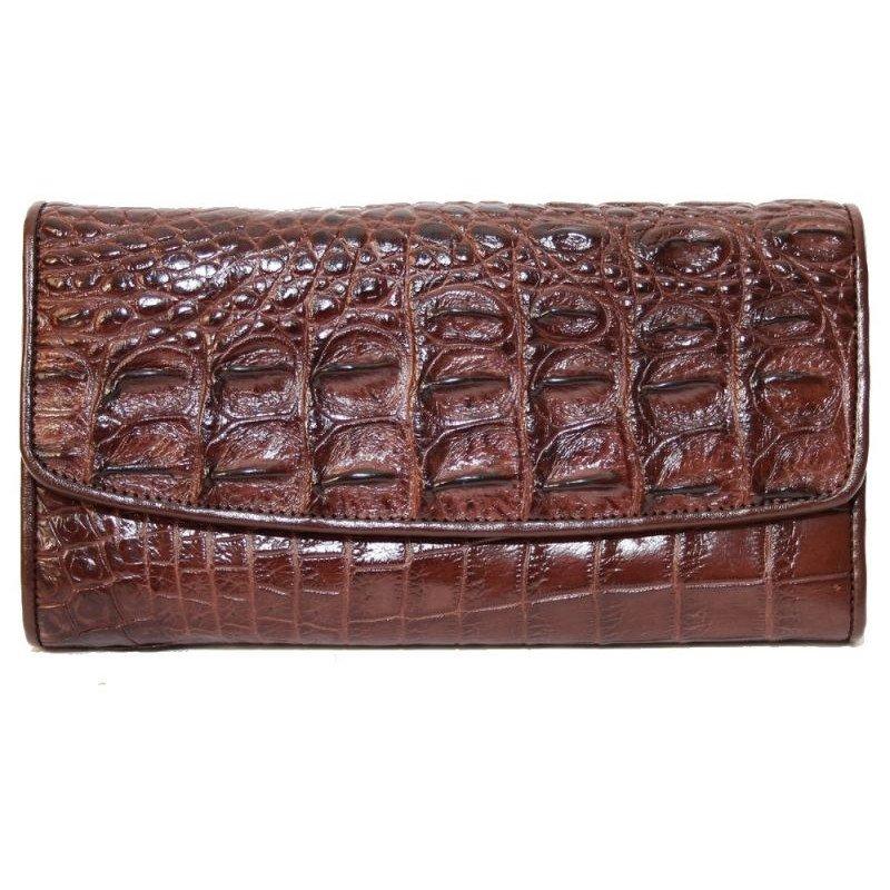 

Женский кошелёк из натуральной кожи крокодила, цвет коричневый PCM 03 TH Brown