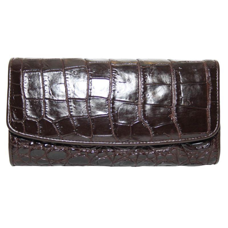 

Женский кошелёк из натуральной кожи крокодила, цвет коричневый PCM 03 B Brown