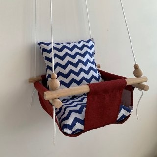 

Детская качеля Infancy Синий зигзаг, Бордовая основа