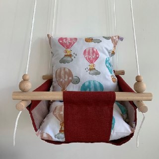 

Детская качеля Infancy Мышки на воздушном шаре, Бордовая основа